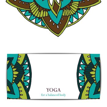 Gift card template for studio or class yoga retreat. Vector editable pattern