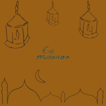  Eid Mubarak background with handletter. Can be use as sticker, tag,  designgreetings card or label design