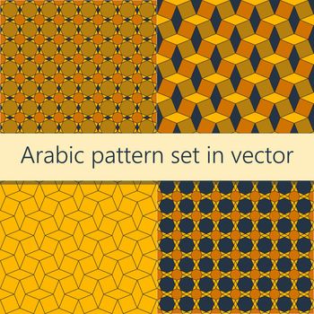 Sacred geometry pattern in vector. Arabic pattern backgrounds set