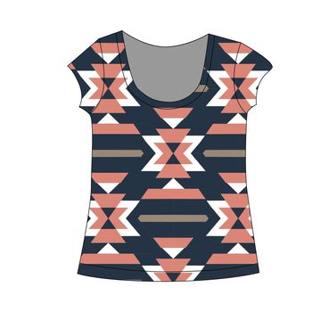 T-shirt template with aztec pattern - for t-shirt, textile, wrapping paper. Vector illustration