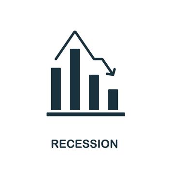 Recession icon. Black sign from economic crisis collection. Creative Recession icon for web design, templates and infographics.