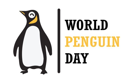 Penguin icon with lettering World Penguin Day sign