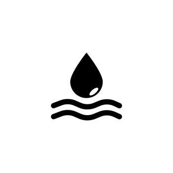 Water Drop and Waves, Raindrop . Flat Vector Icon illustration. Simple black symbol on white background. Water Drop and Waves, Raindrop sign design template for web and mobile UI element