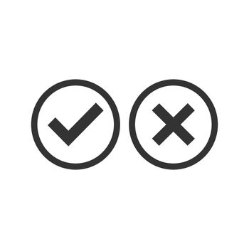 Check mark icon. Accept or decline icon Vector illustration, flat