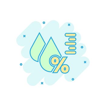 Humidity icon in comic style. Climate vector cartoon illustration on white isolated background. Temperature forecast business concept splash effect.