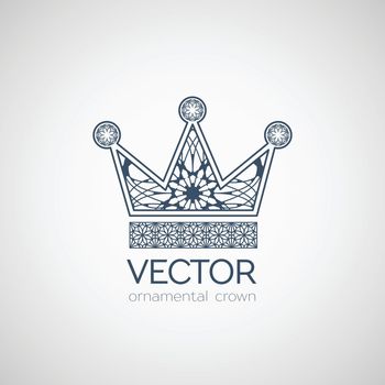 Ornamental crown logo template. Vector decorative symbol