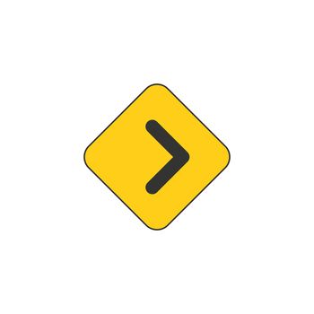 Black on yellow vector chevron arrows pointing right. road sign for turn. Stock Vector illustration isolated