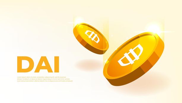 Dai coin banner. DAI coin cryptocurrency concept banner background.