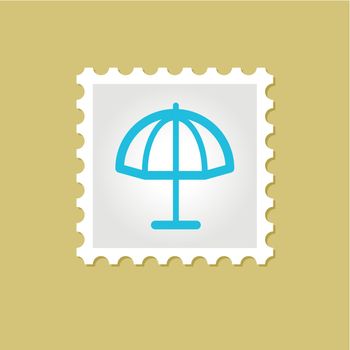 Beach parasol vector stamp outline, eps 10
