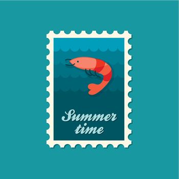 Shrimp stamp. Prawn vector. Beach. Summer. Summertime. Holiday. Vacation, eps 10