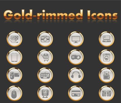 electronics supermarket gold-rimmed icons for your creative ideas