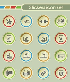 electronics repair round sticker icons for your creative ideas