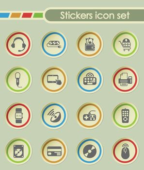 electronics supermarket round sticker icons for your creative ideas