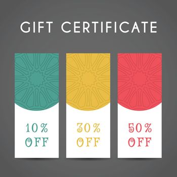 Ornamental discount coupon. Vector editable template with arabic pattern