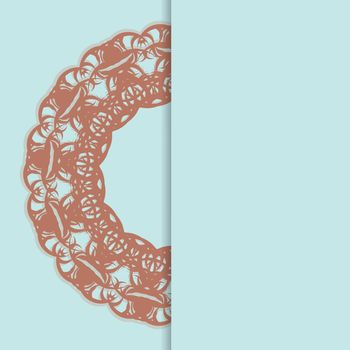 The postcard is aquamarine with a luxurious coral pattern and is ready for printing.