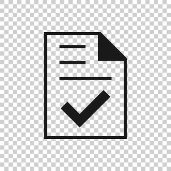Document accepted icon in flat style. Correct vector illustration on white isolated background. Check message business concept.