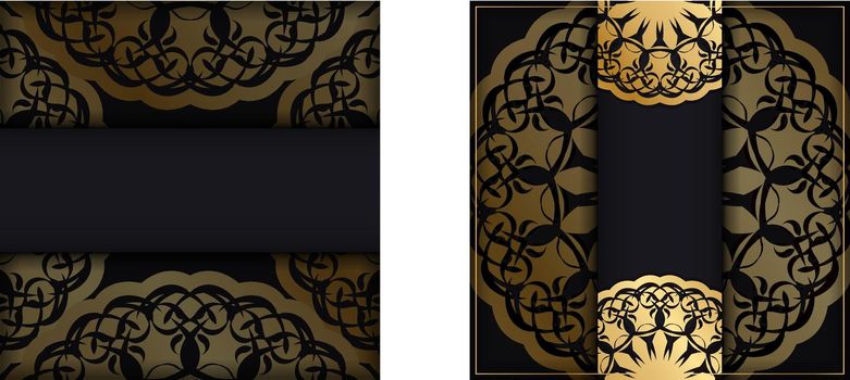 Postcard in black with luxurious gold ornaments for your brand.