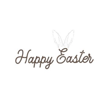 Happy Easter text logotype, badge and icon. Drawn Resurrection Sunday postcard, card, invitation, poster, banner template lettering typography