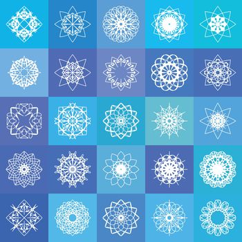 Blue ornamental background with squares. Vector illustration