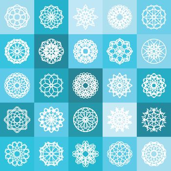 Blue winter ornamental background with squares. Vector illustration