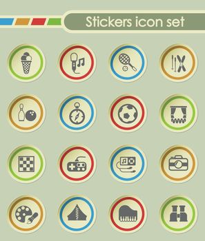 leisure round sticker icons for your creative ideas