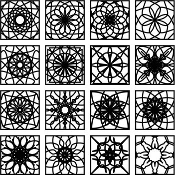 Arabic square ornament set. Vector patterns collection