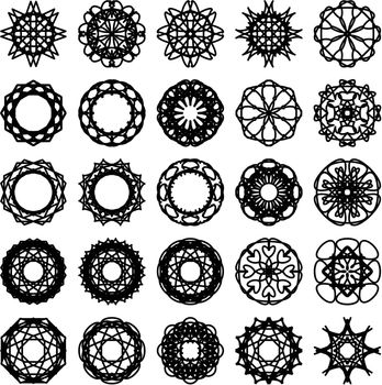 Arabic round ornament set. Vector spirographs collection