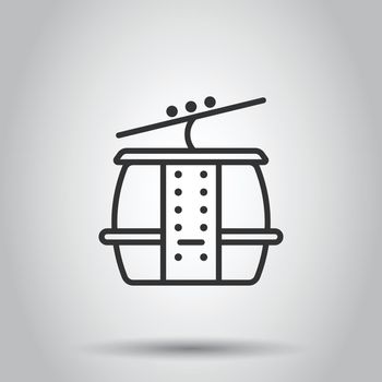 Cable car icon in flat style. Elevator cabin vector illustration on white isolated background. Cableway business concept.