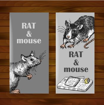 Rat sketch vector illustrations. Hand drawn picture with mouse. Symbol of 2020 new year.