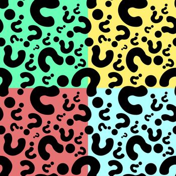 Question mark seamless pattern set isolated on colors backgrounds. Vector seamless pattern with question marks. EPS