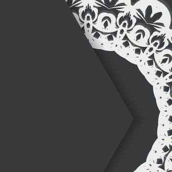 Black leaflet with luxurious white ornamentation is ready for print.
