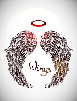 Beautiful hand drawn sketch of wings for your design