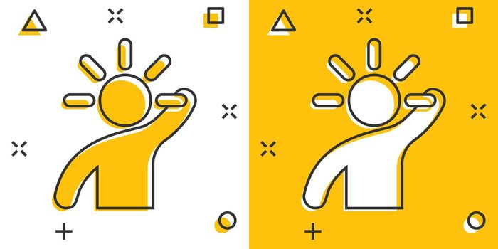 Mind people icon in comic style. Human frustration vector cartoon illustration pictogram. Mind thinking business concept splash effect.