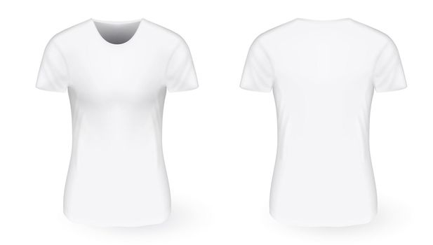 White Woman Sport T-shirt Clothes On White Background. EPS10 Vector