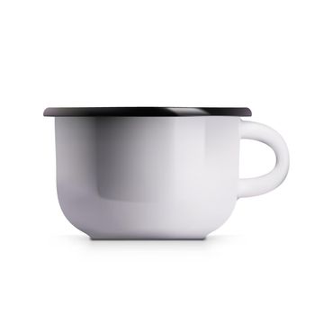 Realistic Enamel Metal White Mug Isolated On White Background. EPS10 Vector