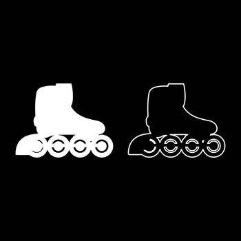 Roller skates blades Personal transportation icon white color vector illustration flat style simple image set