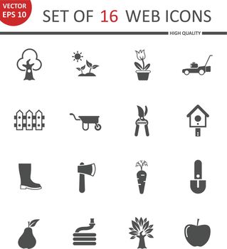 Garden. Set of 16 high quality web icons