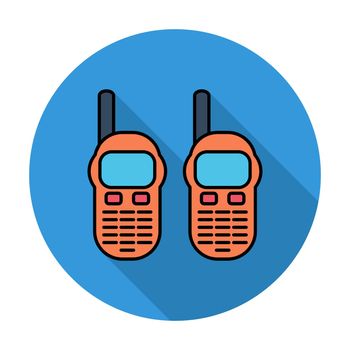 Portable radio. Single flat color icon on the circle. Vector illustration.