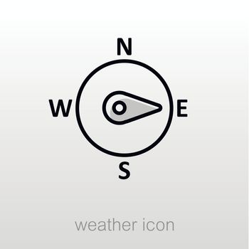 Compass wind rose outline icon. Direction east. Meteorology. Weather. Vector illustration eps 10