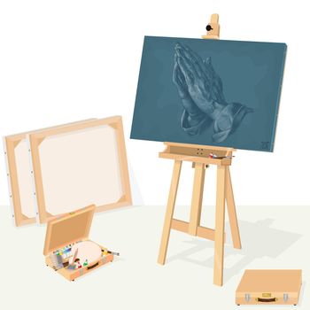Vector design of an art studio, Picture with classic artwork