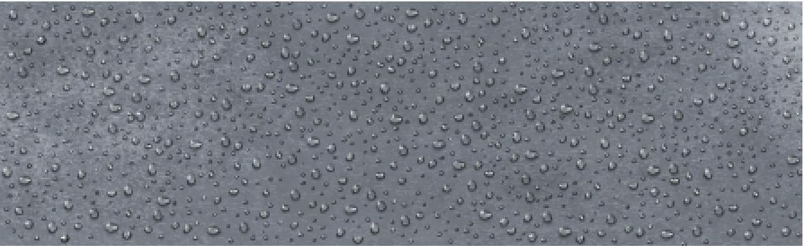Realistic water drops on gray concrete background - Vector illustration