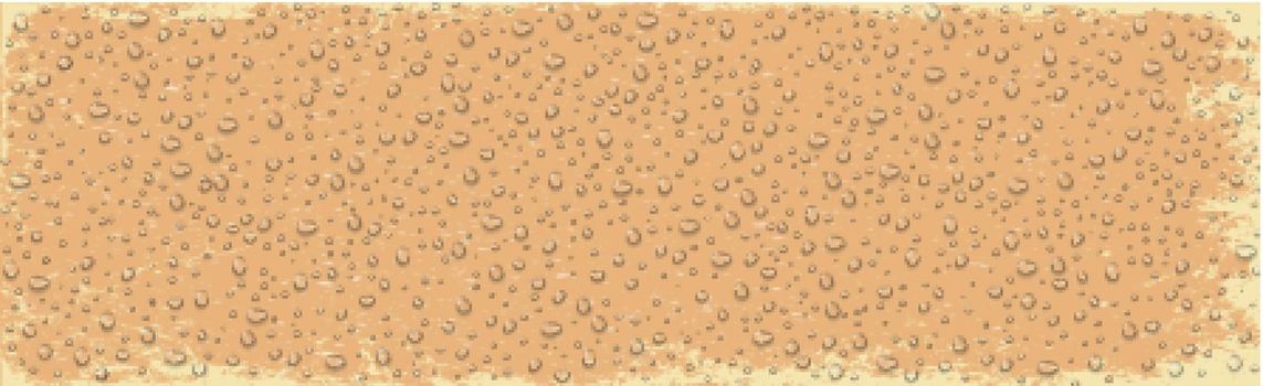 Realistic drops of water on a yellow background - Vector illustration