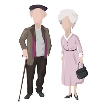Grandfather and grandmother in old age on white age - Vector illustration