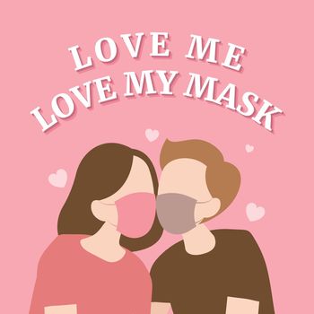 Love me love my mask covid-19 awareness social post vector