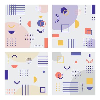 Abstract 4 piece backgrounds with different geometric shapes - illustration