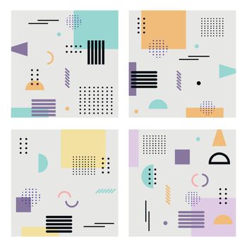Abstract 4 piece backgrounds with different geometric shapes - illustration