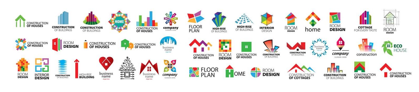 A set of vector logos of construction and home improvement.