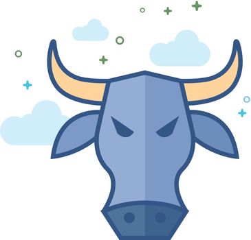 Bullish icon in outlined flat color style. Vector illustration.