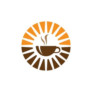 Morning coffee logo design illustration