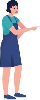 Female teenager participates in dispute semi flat color vector character. Full body person on white. Extreme anger isolated modern cartoon style illustration for graphic design and animation